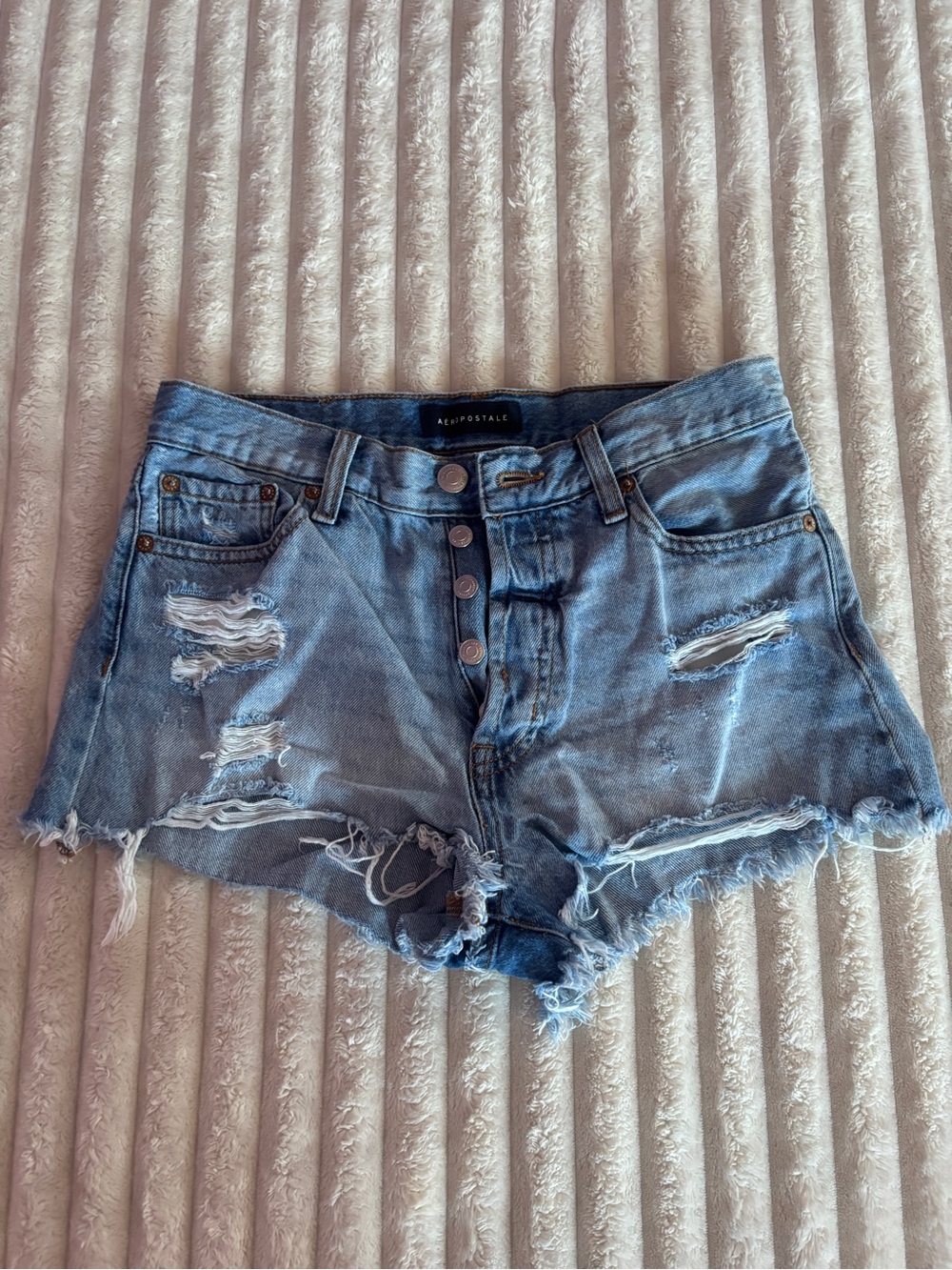 Aeropostale Light Blue Distressed Denim Cutoff Shorts